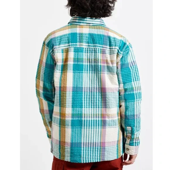 UO Men's Eclectic Grandpa Skater Plaid Seersucker Shirt Jacket,Multi, L - Picture 6 of 16